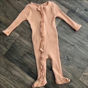 Spearmint Love Ribbed Ruffle Footie 3-6